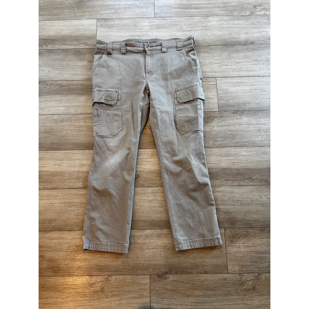 Duluth Trading Co Flex Fire Hose Cargo Pants Mens 40x32 Slim Fit Tan Khaki 84301